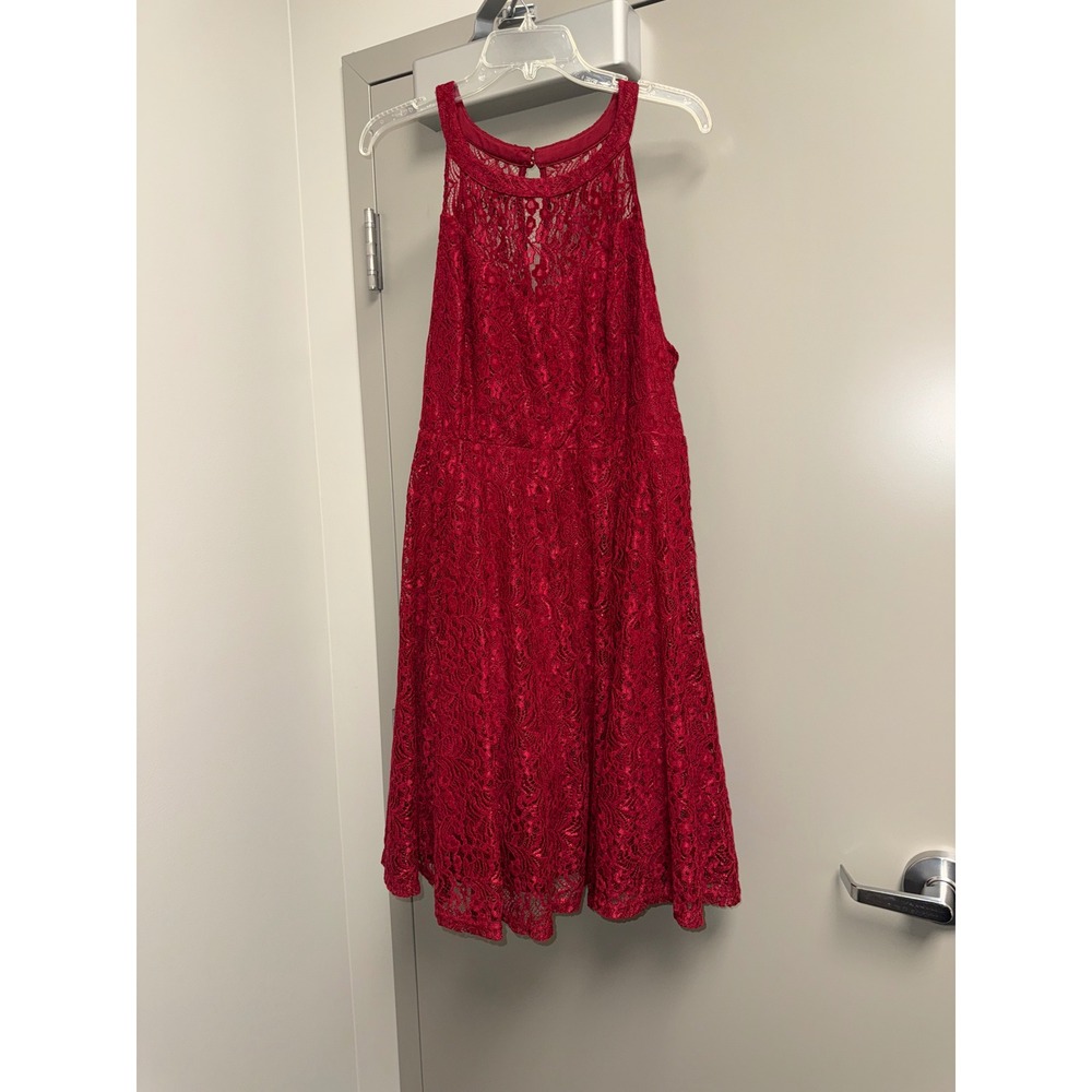 Torrid Red Floral Lace Halter Fit and Flare Dress Plus Size 20 Holiday Cocktail